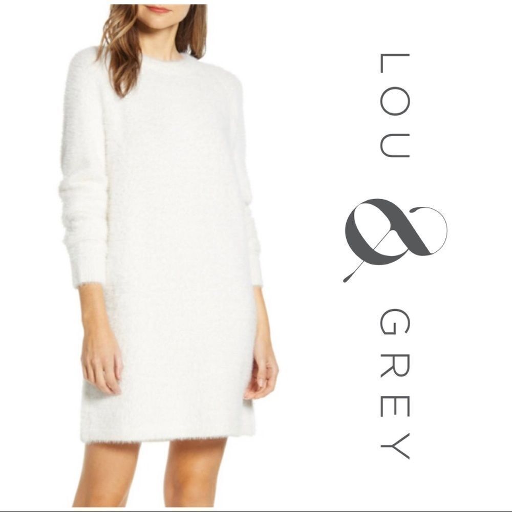 Lou & Grey White Fuzzy‎ Sweater Dress - Women’s S